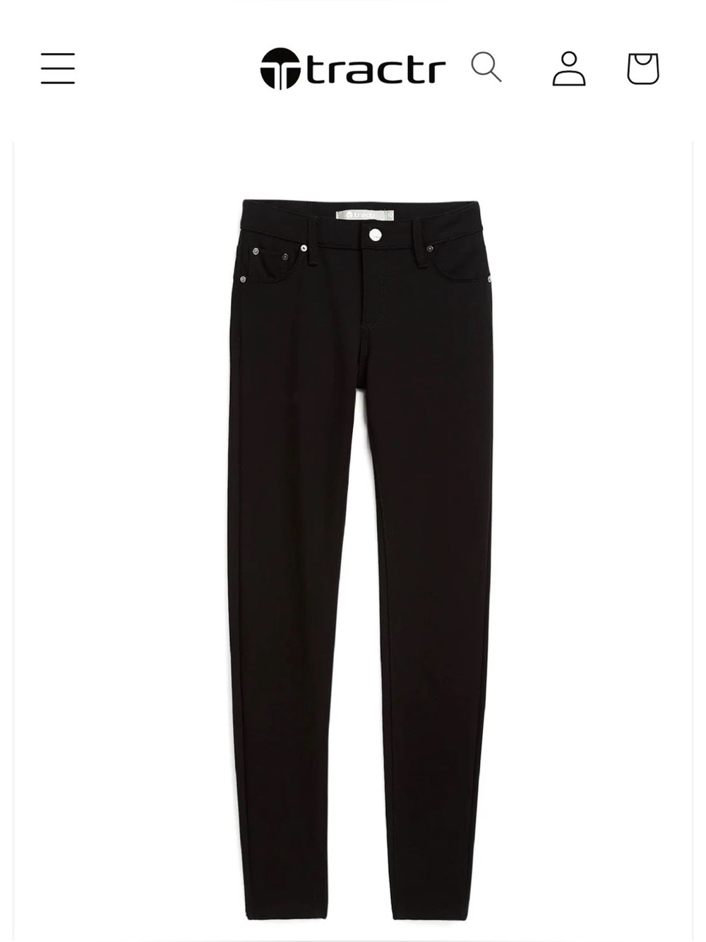NWT Tractr Girls Black Stretch Skinny Jeans Size 7